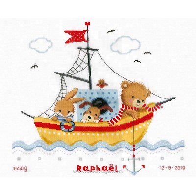 Kit broderie tableau naissance petits pêcheurs de Vervaco