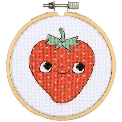 Kit tableau Vervaco point de croix fraise - eva m