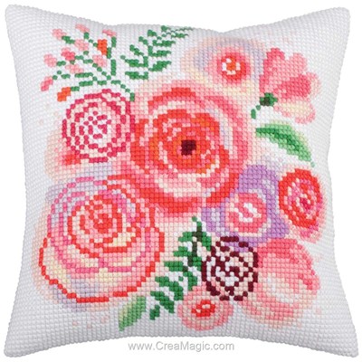 Coussin point de croix bouquet de printemps de Collection d'art