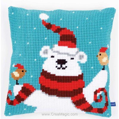 Coussin Vervaco au point de croix ours de noel