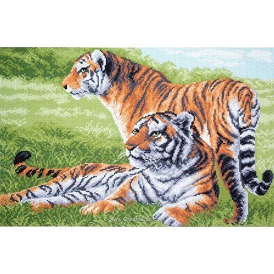 Point de croix imprimé aida Collection d'art tigres du bengale