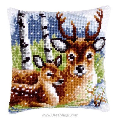 Kit coussin Vervaco cerf et son petit au point de croix