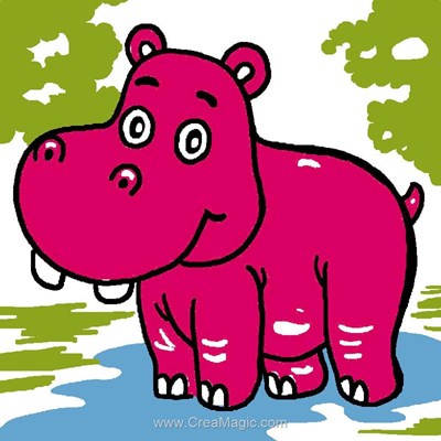 Canevas enfant en kit hippopotame - Luc Création