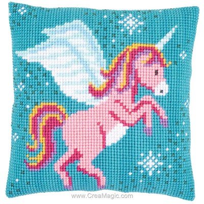 Coussin Vervaco au demi point licorne ailée