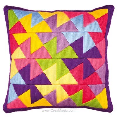 Kit coussin déco moulin à vent de Vervaco au point lancé