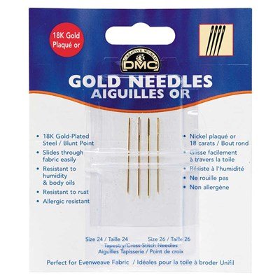 Aiguilles broderie plaqué or bout rond - n °24-26 - DMC