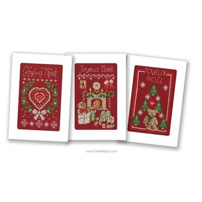 Kit carte à broder lot de 3 cartes joyeux noël Marie Coeur