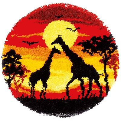 Tapis point noue girafes d'afrique au coucher du soleil - Vervaco