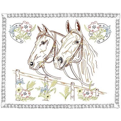 Kit napperon les chevaux en broderie traditionnelle de Luc Création