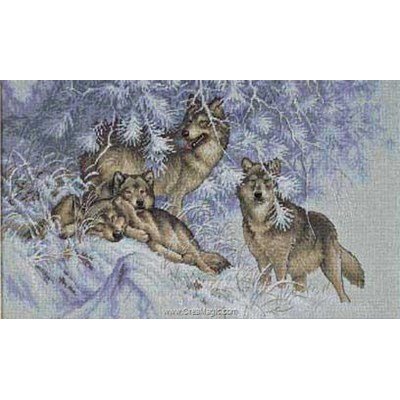 Kit Point De Croix Compté Dimensions - Cardinaux D'Hiver - 38 X 23 Cm (15 X 9 Pouces) - Tissu Aïda #16 Gris - Fils Pré-triés Inclus