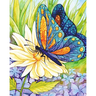Broderie diamant butterfly on the flower - Diamond Painting
