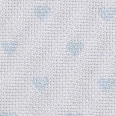 Toile aida 5.5 pts imprimée bleu coeurs à broder - DMC