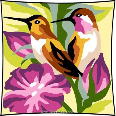 Kit coussin oiseaux exotiques au demi point - Margot