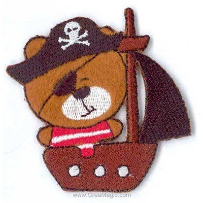 Ecusson brodé thermocollant petit pirate sur son bateau - MLWD