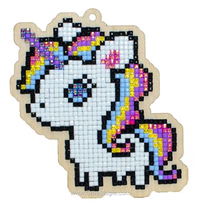 Broderie diamant petit poney arc en ciel - Wizardi