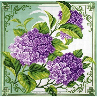 Broderie imprimée aida Collection d'art hortensias hydrangea