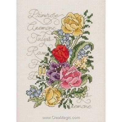 Broderie point de croix flowers letter color - Permin