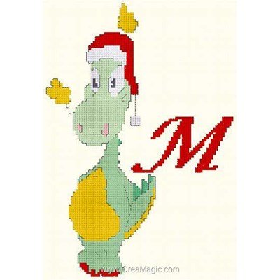 Anagram broderie point de croix initiale petit dragon