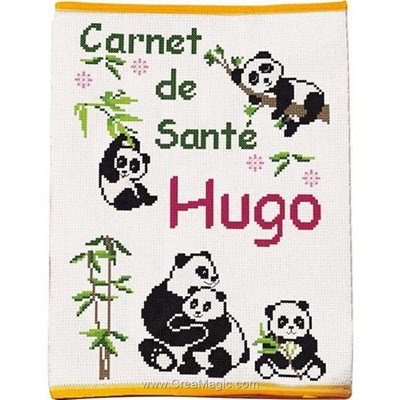 Kit protège carnet de santé pour enfant à broder pandas Princesse