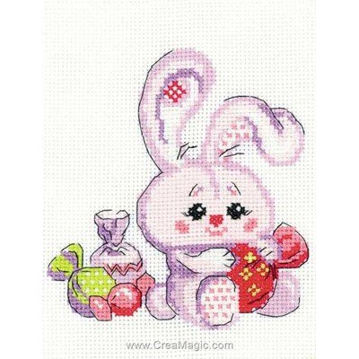 Mini kit broderie lapin et les bonbons de RIOLIS