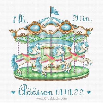 Kit broderie Baby carousel - bleu - LETISTITCH