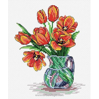 Kit point de croix Vase aux tulipes - MP Studia
