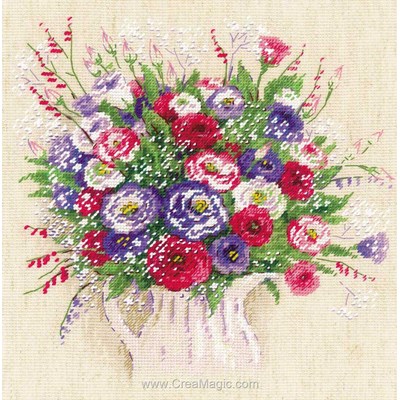 Kit broderie bouquet with eustoma and gypsophila de RIOLIS