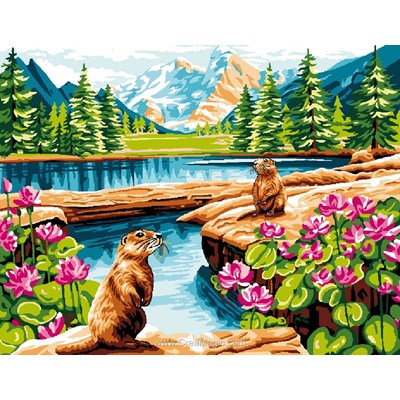 Luc Création canevas le lac aux marmottes