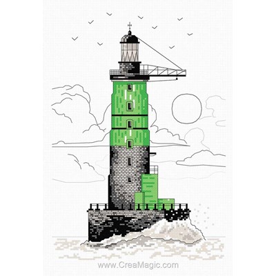 Tableau broderie point de croix phare vert de Marie Coeur