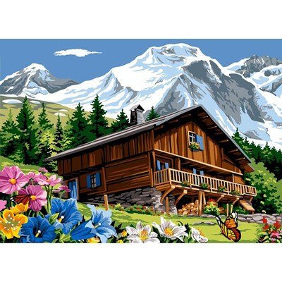 Le chalet dans la montagne ensoleillé canevas - SEG