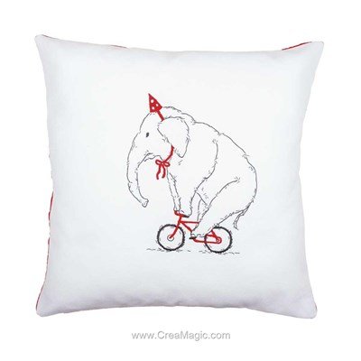 Kit coussin eléphant cycliste en broderie traditionnelle - Vervaco PN-0162239