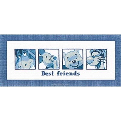 Broderie en point compté portrait de winnie et ses amis bleu de disney - Vervaco