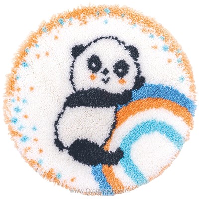 Tapis point noué panda arc en ciel de Vervaco