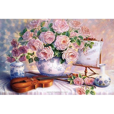 Broderie diamant roses & violin de Diamond Painting