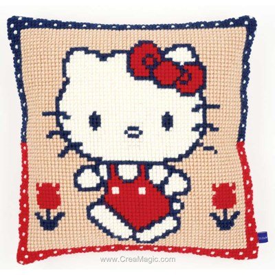 Coussin Vervaco hello kitty en balade au point de croix