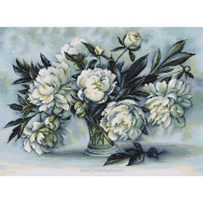 Modèle broderie Luca-S pivoines blanches