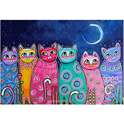 Broderie diamant chats déco au clair de lune de Wizardi