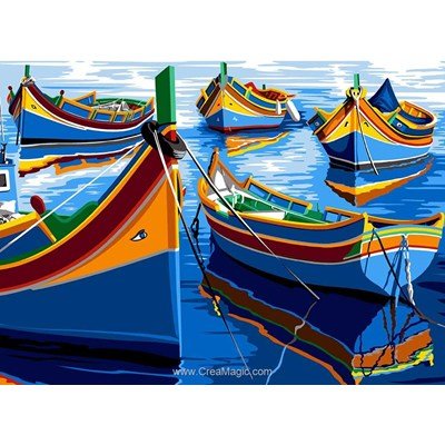 Kit De Broderie Point De Croix Bateau à Voile N.LANSHAN - Peinture à L'huile Imprimée, 30x40 Cm, Idéal Pour Débutants Et Experts