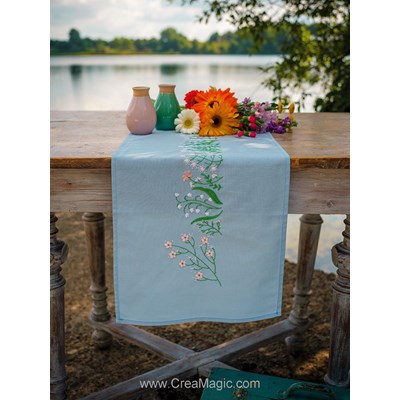kit Chemin de Table Pastel flowers - Vervaco