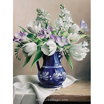 Kit broderie diamant Diamond Painting white tulips