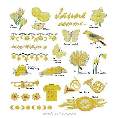 Broderie au point compté jaune comme de Planète Mauve