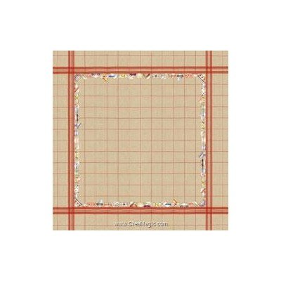 Kit nappe à broder au point de croix compte bols à carreaux rouge 140x140 de Le Bonheur Des Dames