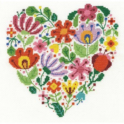 Broderie au point de croix compté DMC tendre bouquet