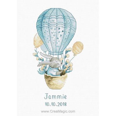 Kit broderie Rabbit in a flying balloon - Luca-S