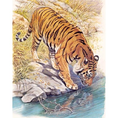 Broderie diamant tiger near the river - Diamond Painting