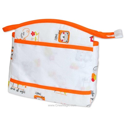 Trousse de toilette naissance CSM ourson coloré à broder