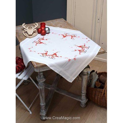 Nappe en kit Vervaco au point de croix imprimé noël lutins enchanté PN-0158016