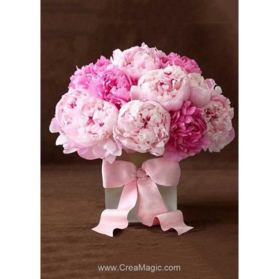 Broderie diamant peonies with ribbon de Wizardi