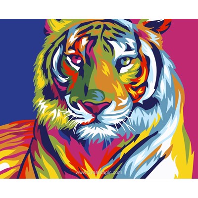 Peinture par numéro - Rainbow Tiger - Wizardi