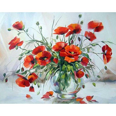 Kit broderie diamant le vase aux coquelicots - Collection d'art